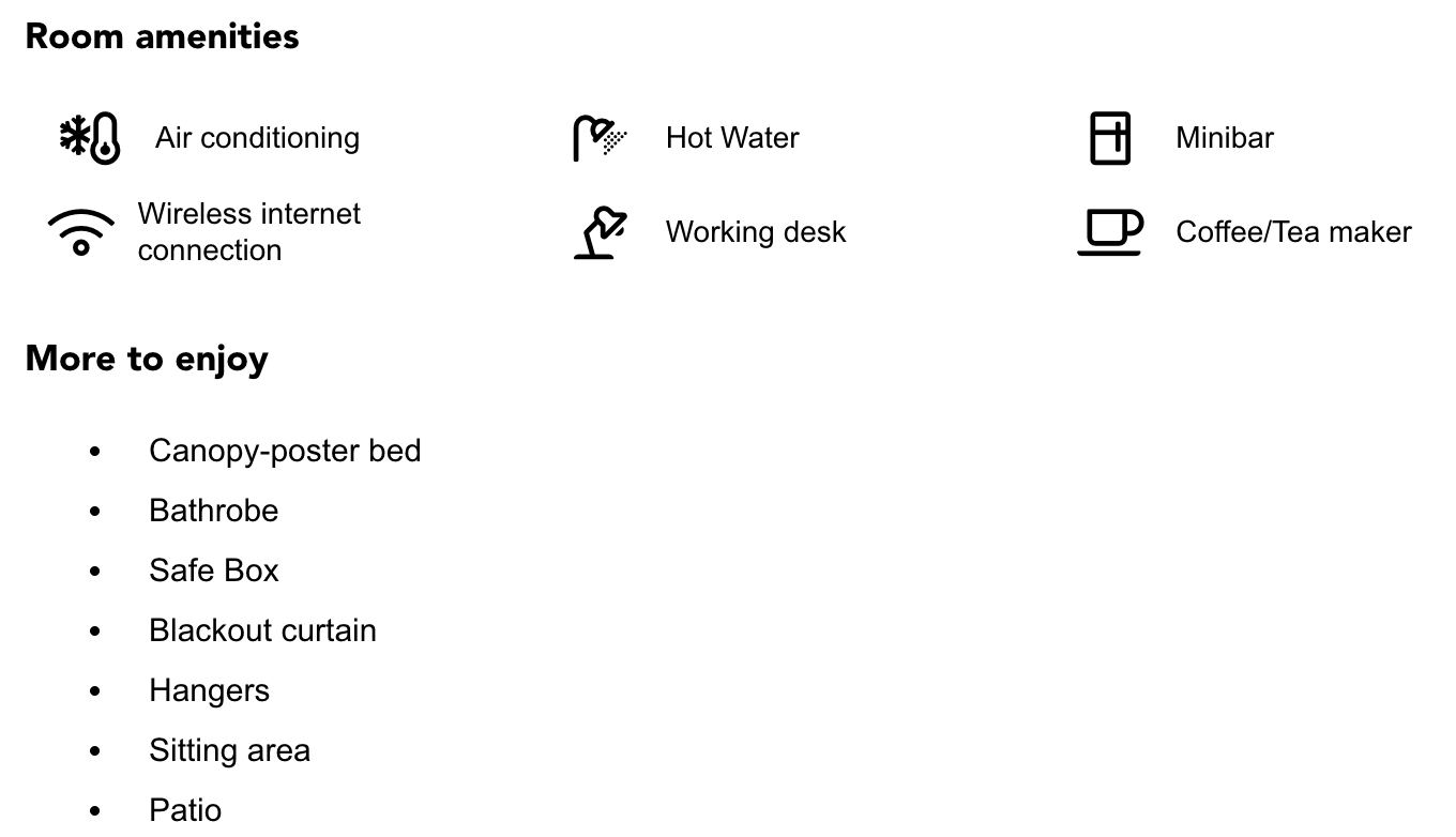 Jungle Room Amenities